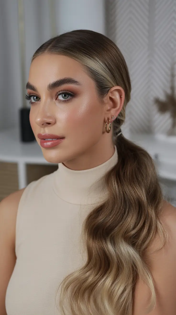 Ponytail Polished Low Ponytail with Seamless Soft Waves