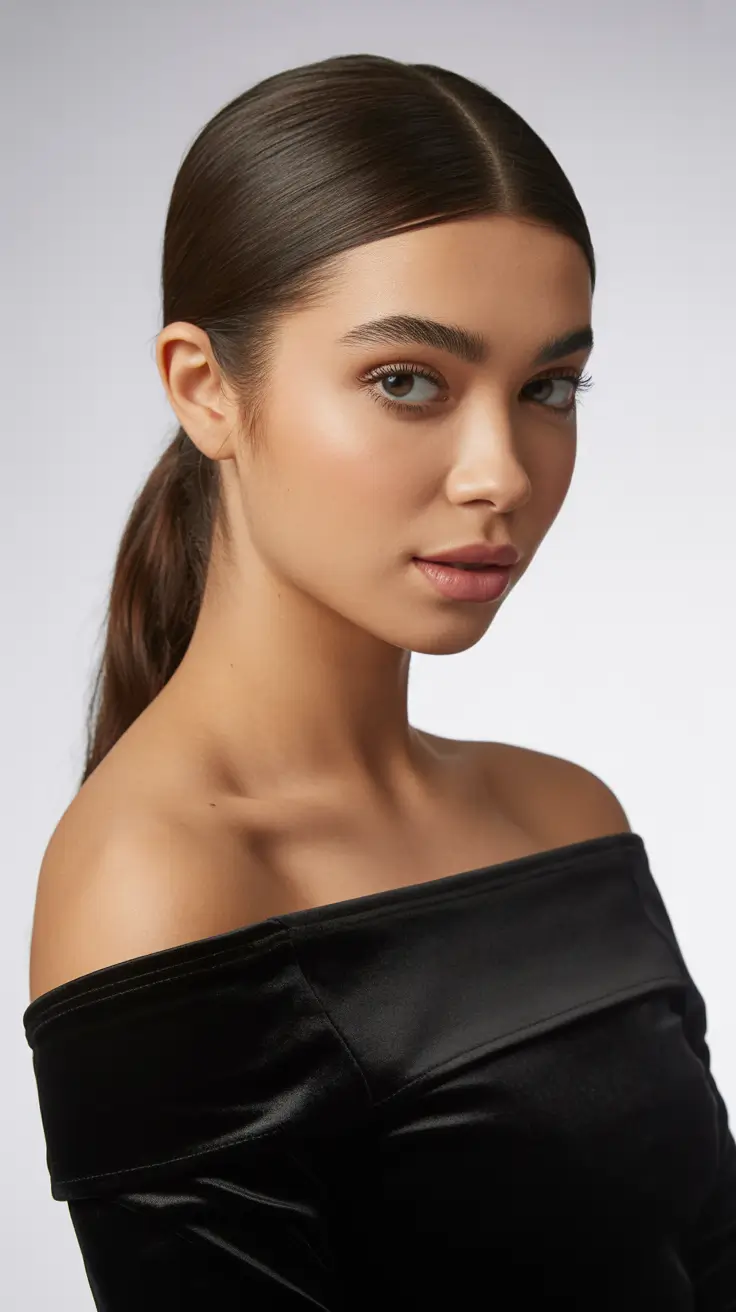 Ponytail Classic Low Ponytail with Polished Parting