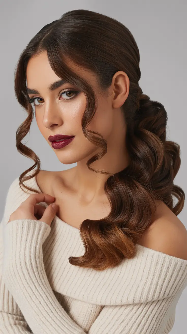 Ponytail Vintage Curled Ponytail with Hourglass Waves