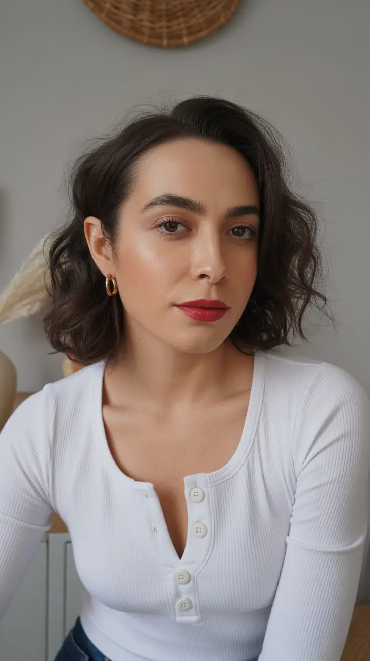 Cute Effortless Curled Bob With Side Lift