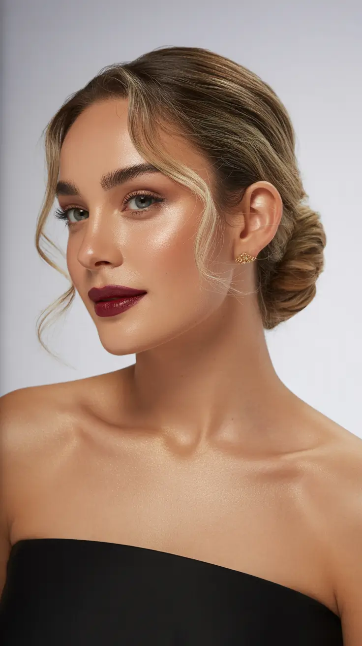 Cute Low Twisted Bun With Soft Curled Strands