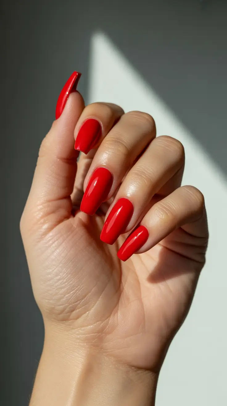 classic-red-nails-2026-Sunlit-Candy-Red-Coffin-Glow