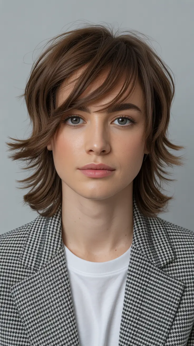 Shag haircut Short Chic Shag with Airy Side-Swept Bangs