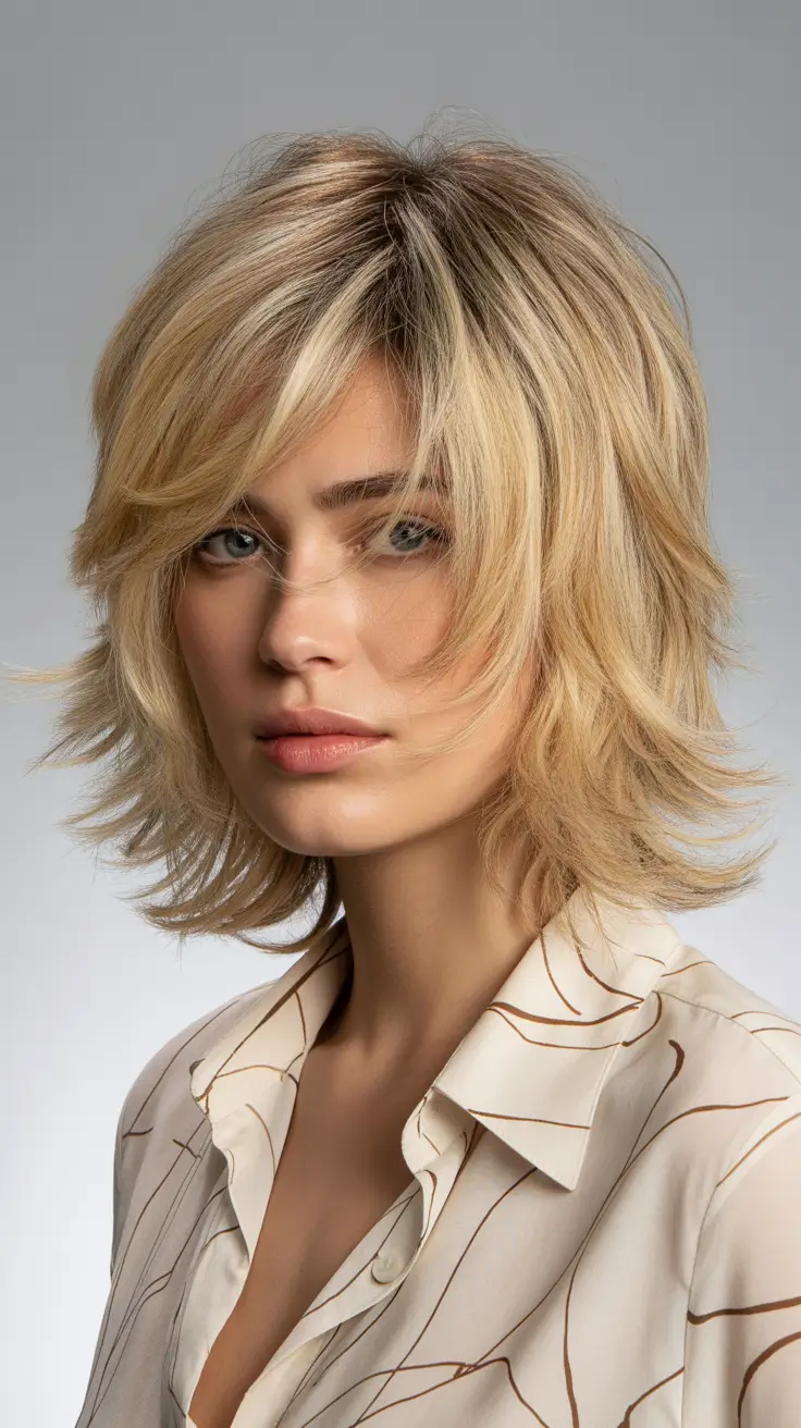 Shag haircut Feathered Blonde Shag with Soft Face-Framing Layers