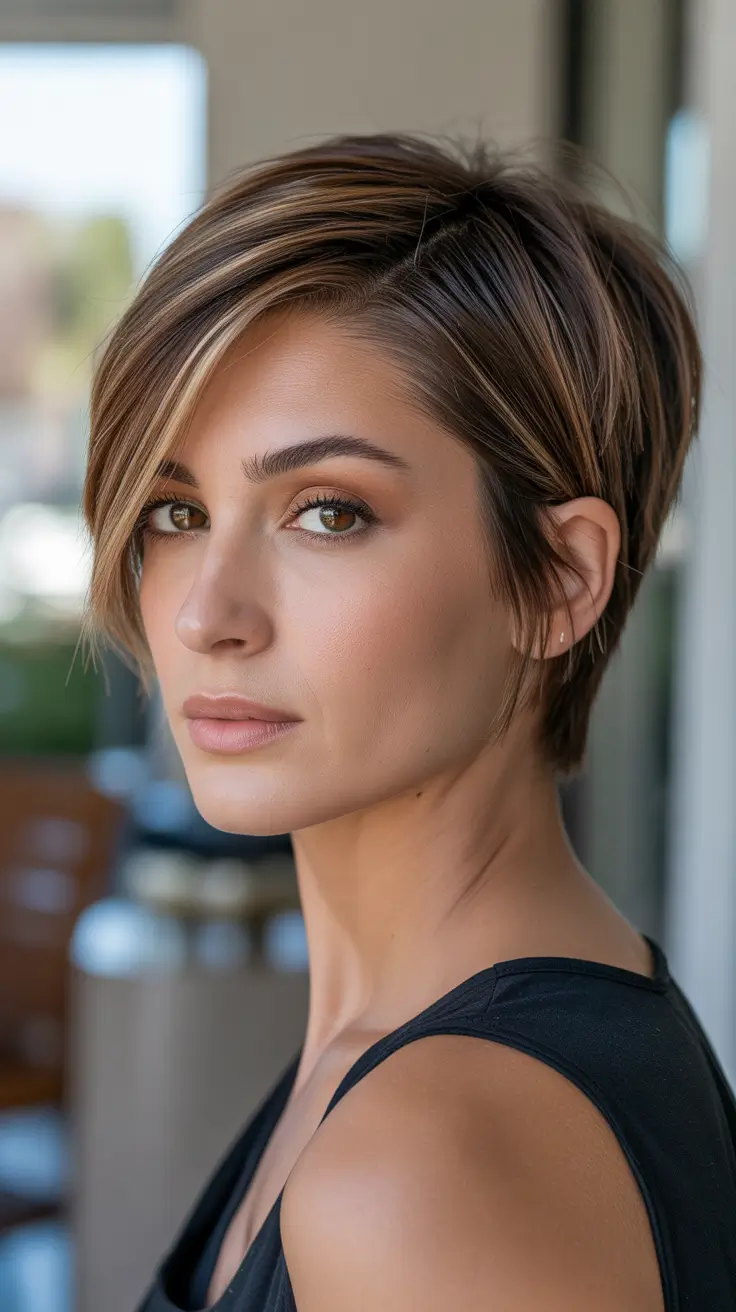 Women Edgy Side-Part Pixie