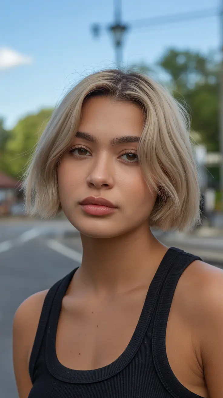 Women Butter Blonde French Bob