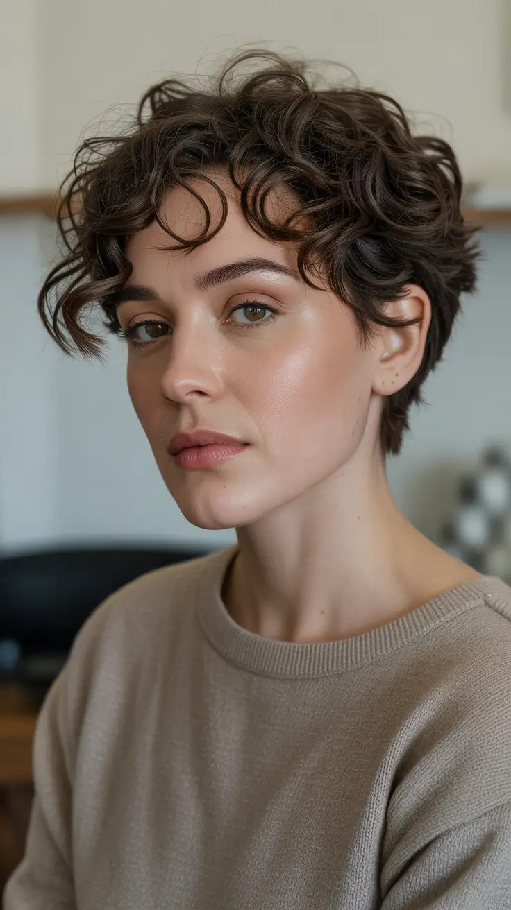 Women Short Curly Crop With Definition