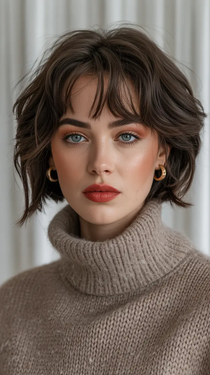 Women Choppy Parisian Bob with Modern Bangs