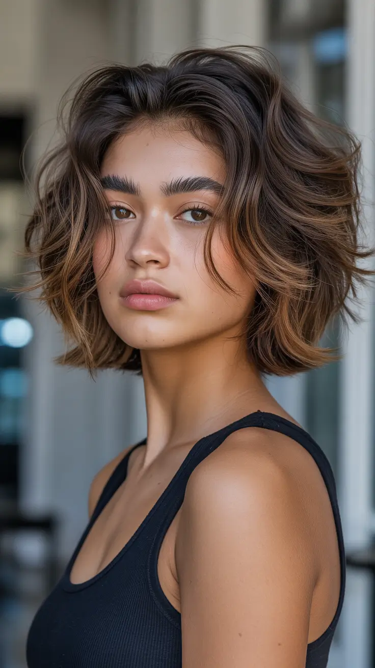 Women Layered Wavy Bob for Everyday Glam