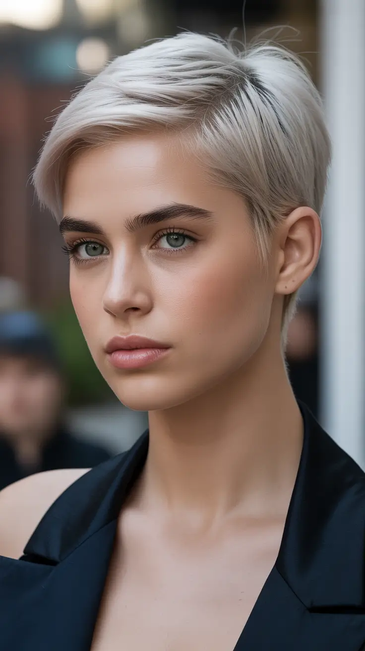 Women Platinum Pixie with an Edge