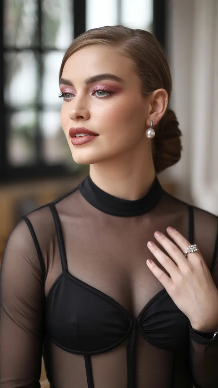 Side part hairstyle Elegant Low Bun With a Sleek Modern Side Part