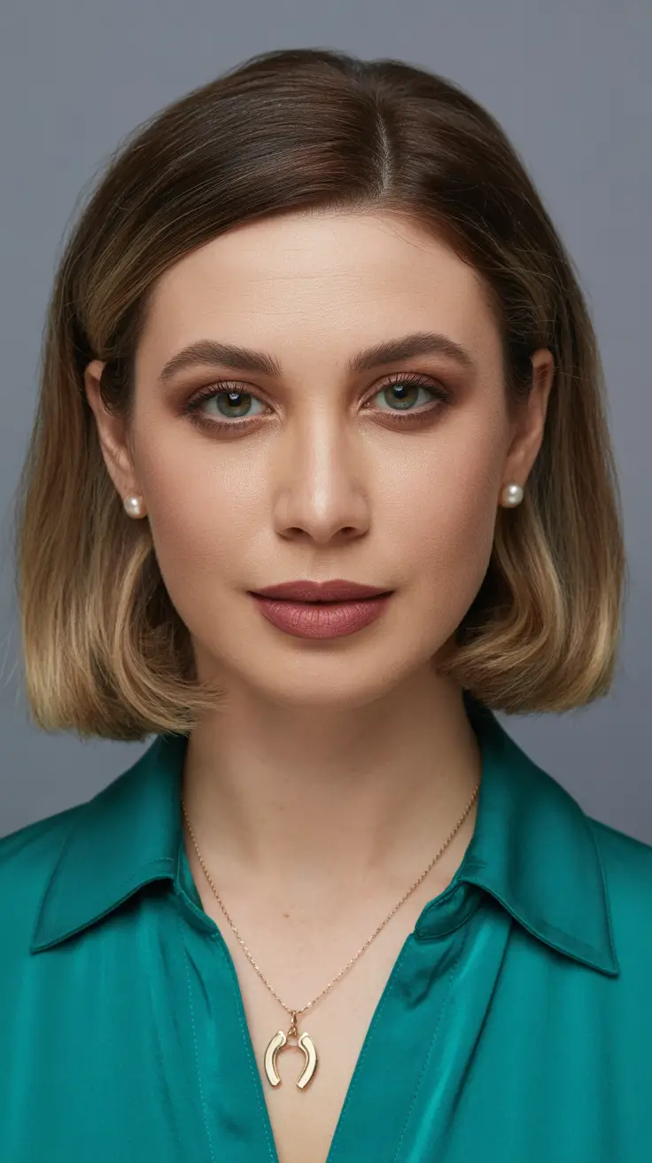 Side part hairstyle Classic Blunt Bob With a Clean, Subtle Side Part