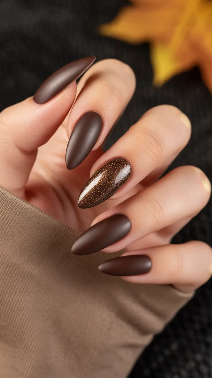 simple-nails-2026-Cocoa-Almond-with-Gold-Ember-Accent