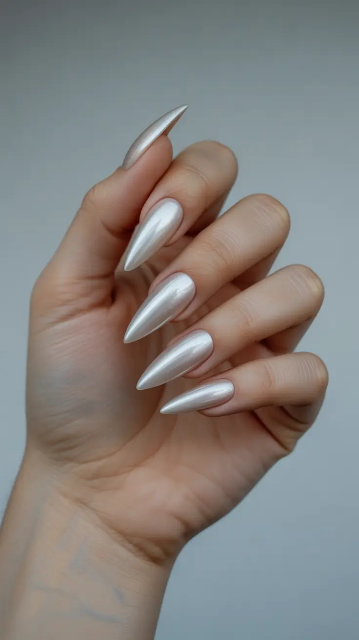 Designs Pearlized White Stilettos With a Liquid-Satin Shine