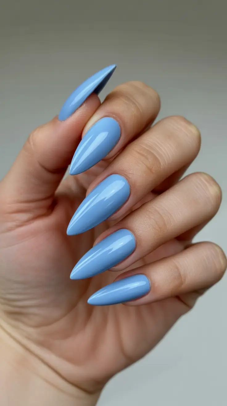 Designs Pastel Sky Blue Stilettos With a Glassy Summer Finish