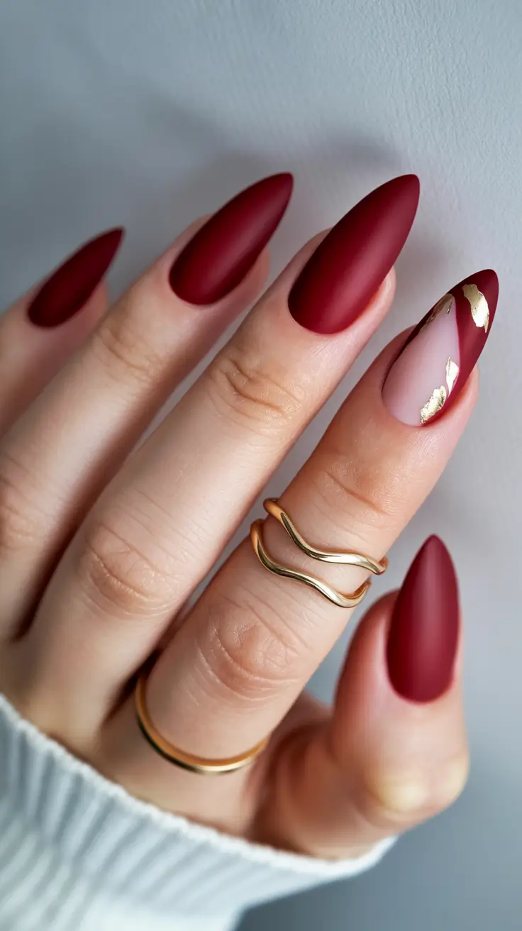 Designs Matte Burgundy Drama With Soft Gold Accents