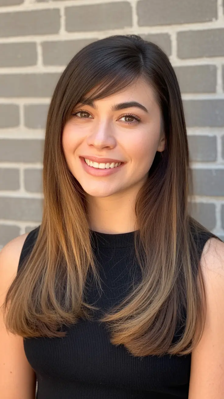 21 Straight hairstyle ideas 2026 Swept Straight Layers With Curtain Side Bangs