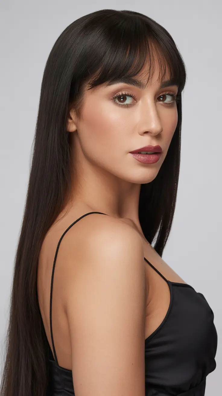 21 Straight hairstyle ideas 2026 Sleek Long Straight With Airy Curtain Bangs