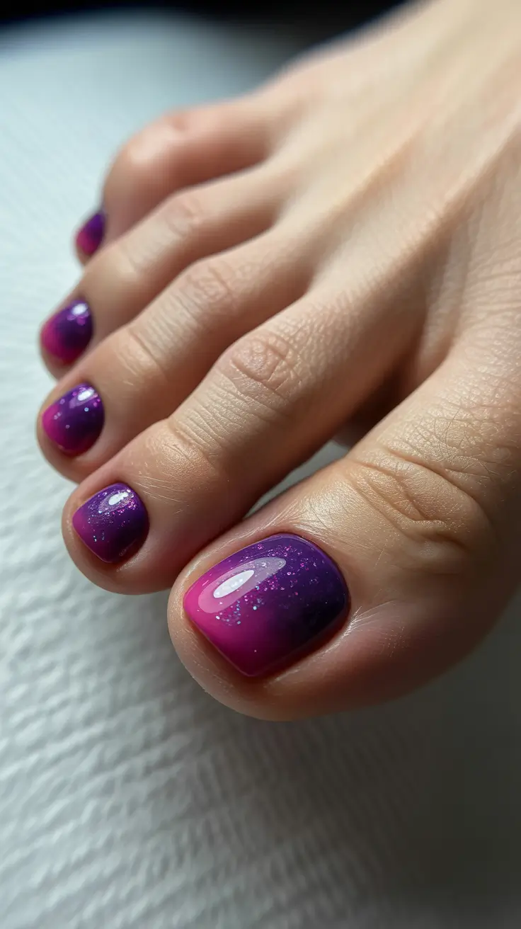 toe nails pedicure Berry-To-Plum Glitter Ombre