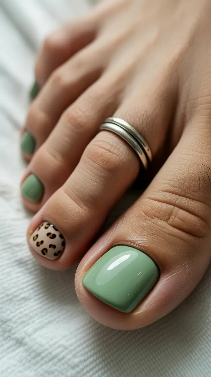 toe nails pedicure Mint Green With a Wild Accent