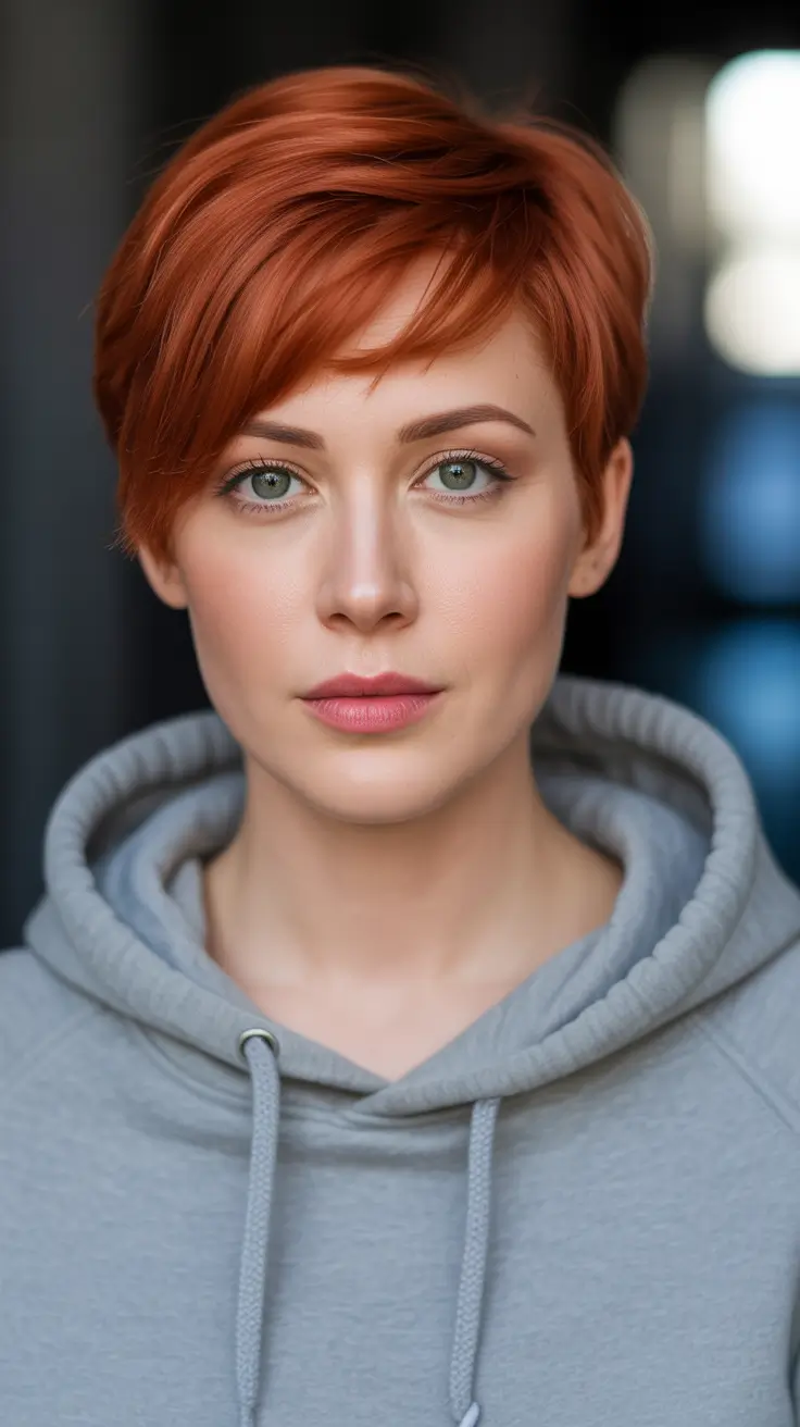 2026 Soft Auburn Pixie with Side Sweep