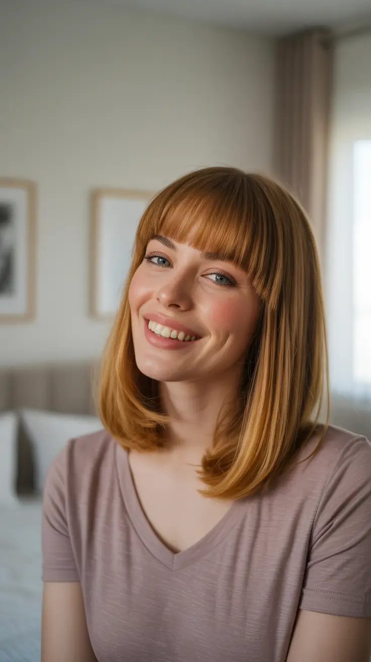 2026 Golden Honey Bob with Blunt Bangs