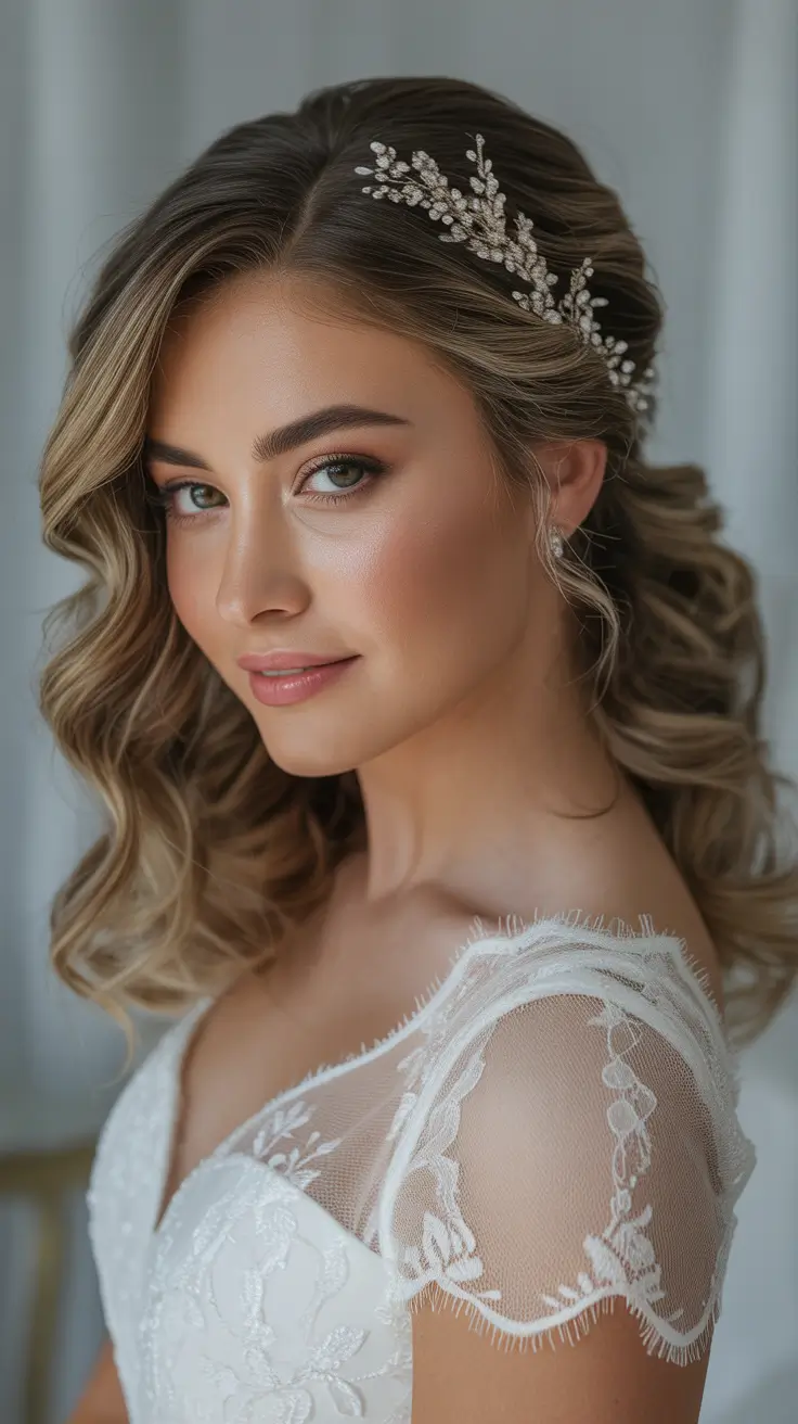 Wedding-hairstyles-2026-Flowing-Waves-With-Sparkling-Side-Accent