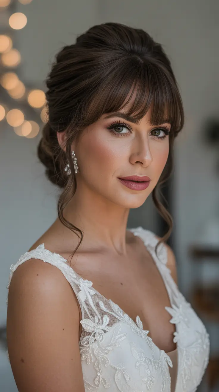 Wedding-hairstyles-2026-Elegant-Updo-With-Soft-Fringe-and-Delicate-Tendrils