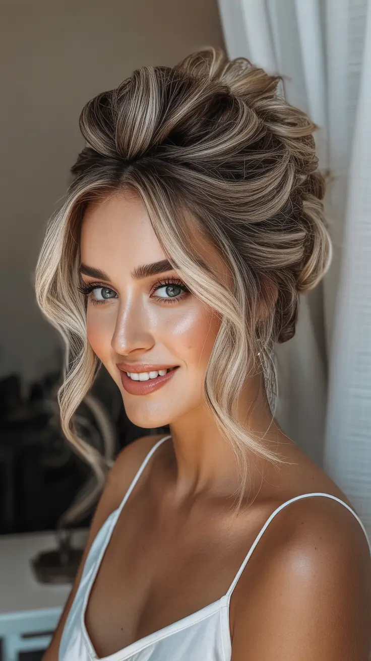 Wedding-hairstyles-2026-Blended-Blonde-Updo-With-Flowing-Face-Framing-Strands