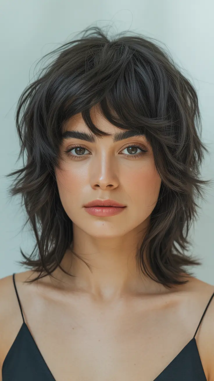 wolf haircut Textured Wolf Cut With Soft Fringe Movement