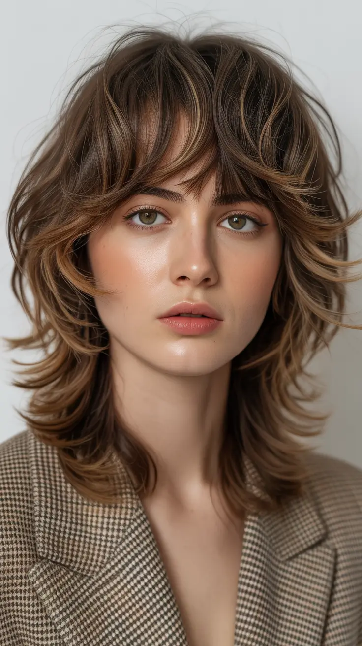 wolf haircut Honey-Dimensional Wolf Cut With Soft Waves