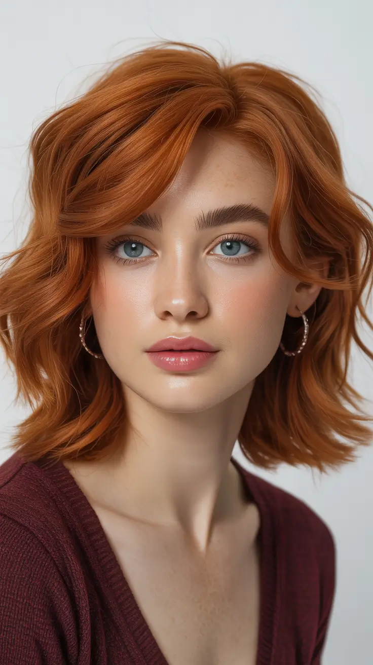 wolf haircut Rich Copper Wolf Cut With Voluminous Movement