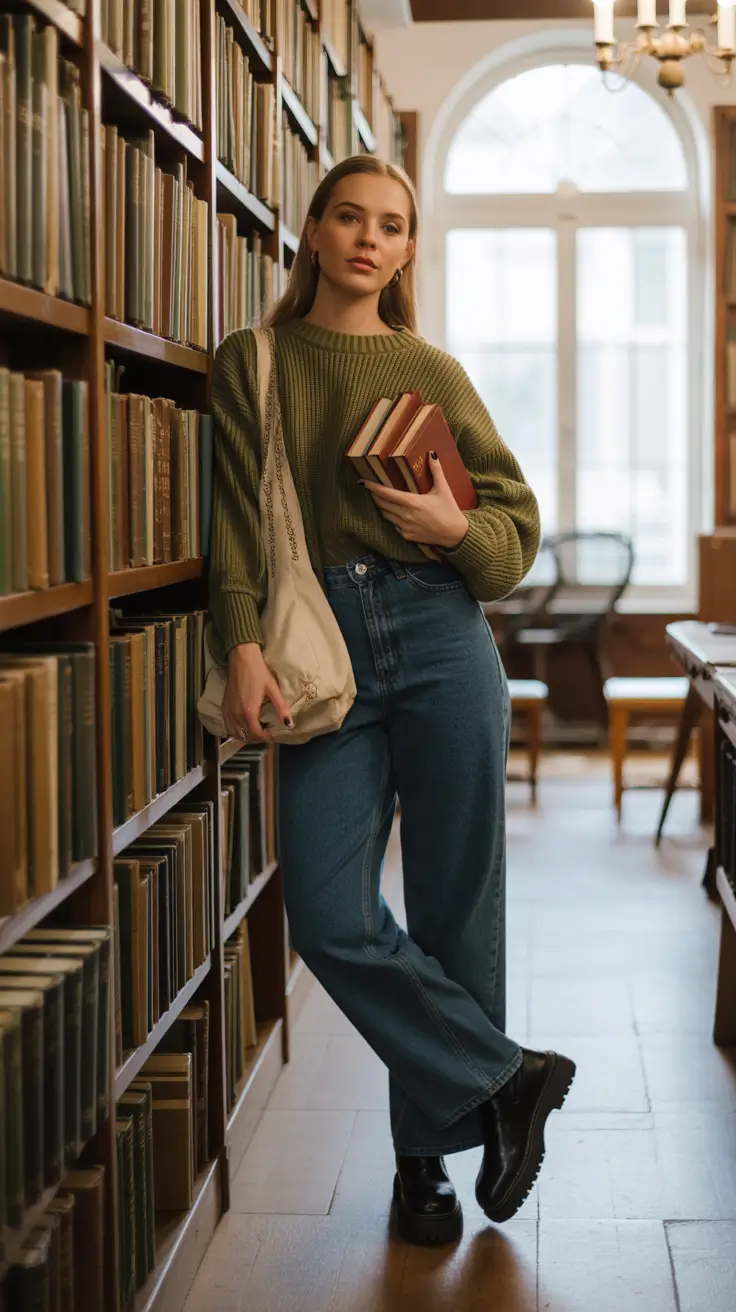 chicago spring outfits 2026 - Olive Knitwear and Quiet Library Warmth