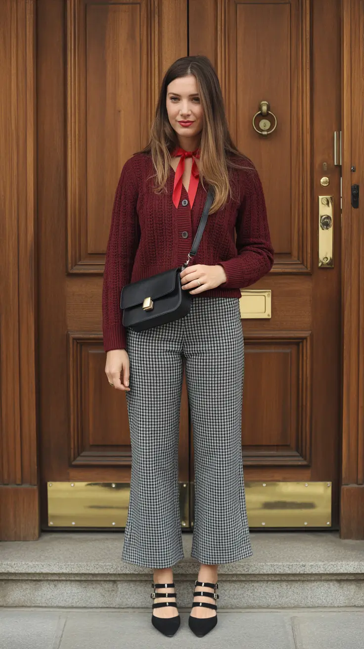 chicago spring outfits 2026 - Burgundy Knitwear and Classic Patterns for Cozy Spring Days