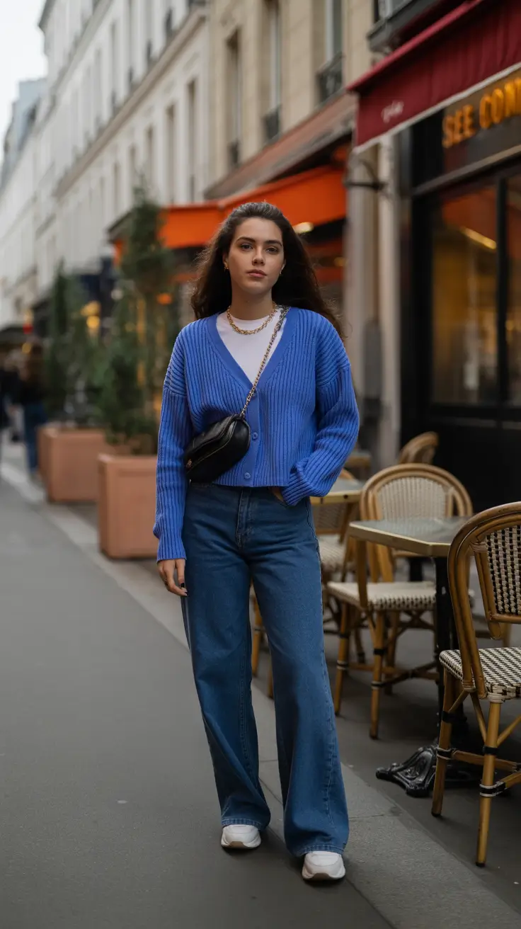 chicago spring outfits 2026 - Soft Blue Knitwear With Relaxed Street Energy