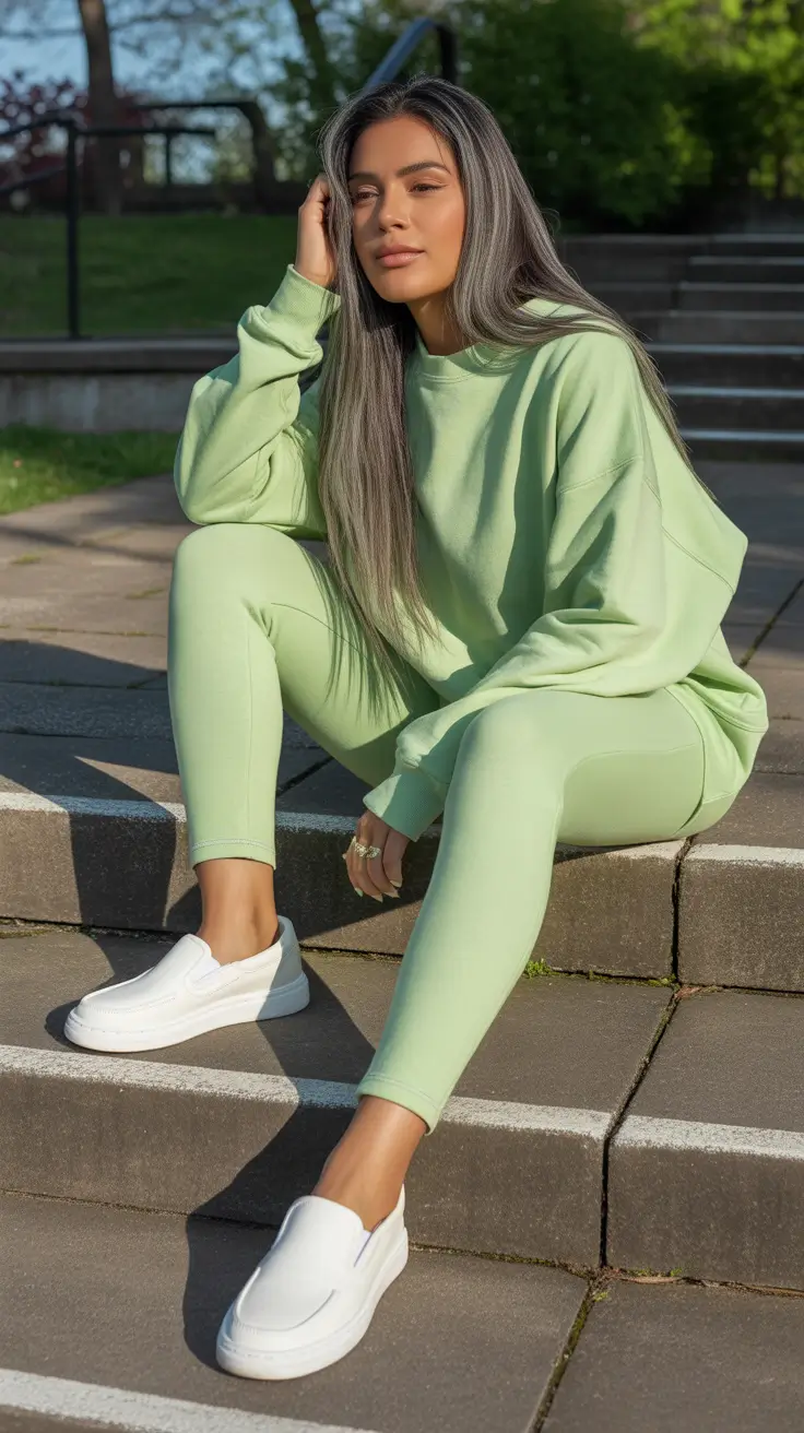 Spring Minty Fresh Athleisure With a Soft Glow