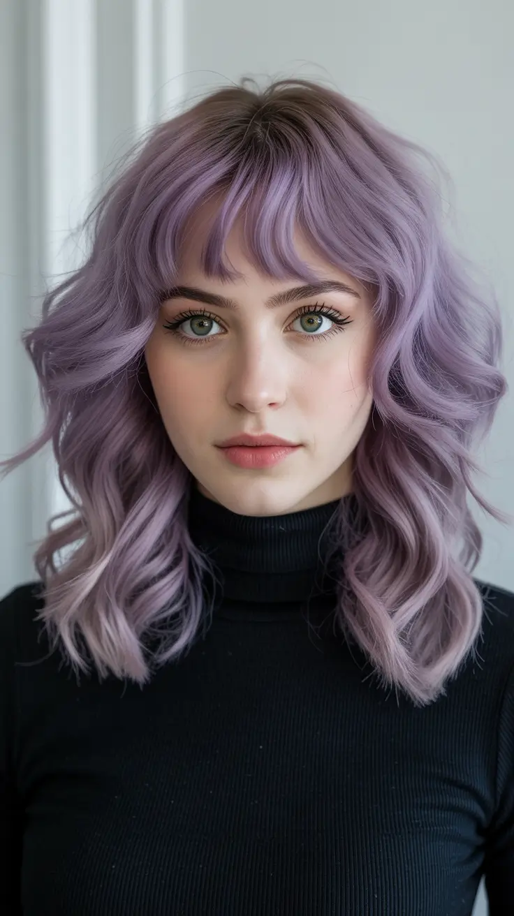 2026 February Dusty Lavender Curls With Soft Fringe