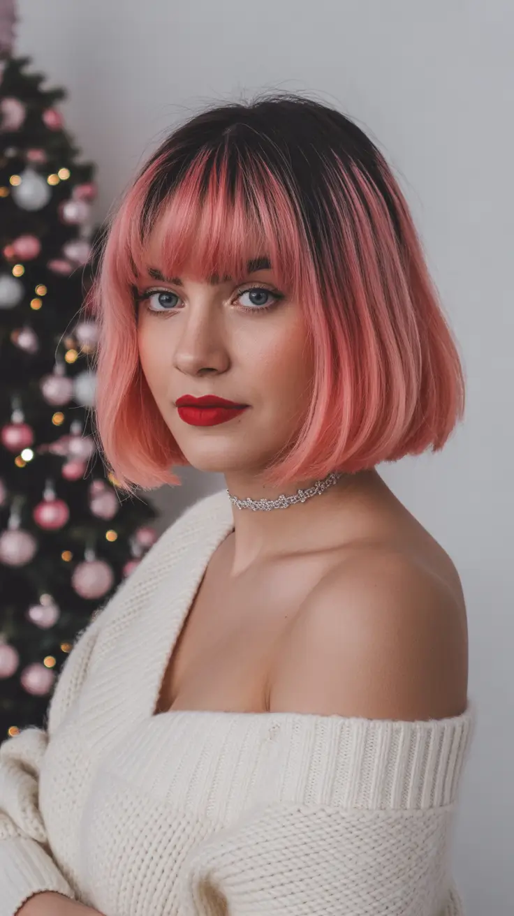 2026 February Blush Pink Bob With Soft Bangs
