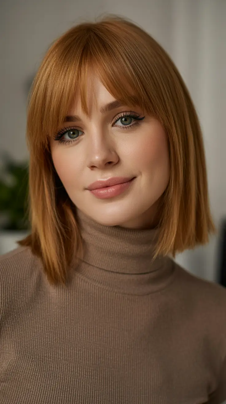 2026 February Soft Ginger Bob With Full Fringe