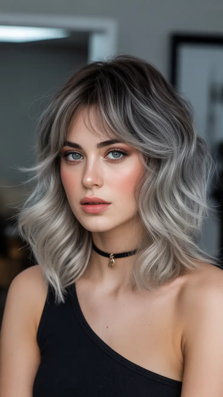 2026 February Stormy Silver Shag With Soft Volume