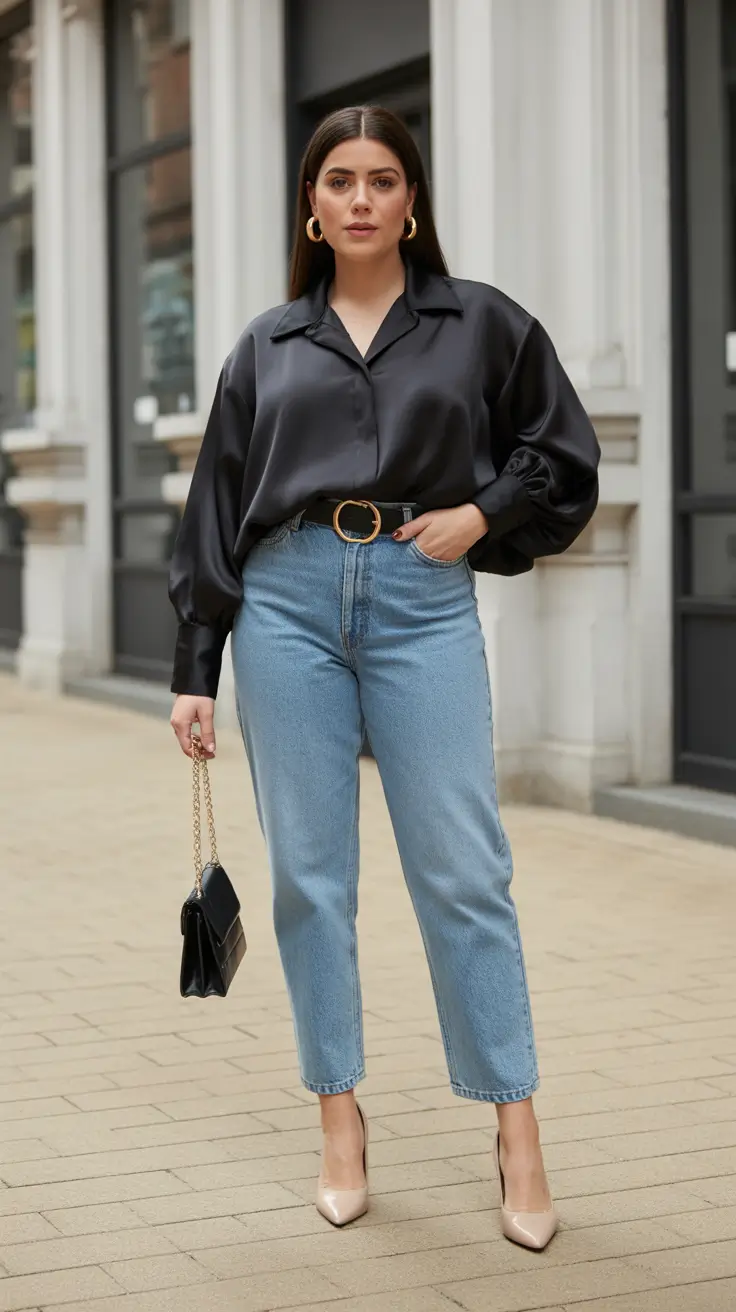 Ideas 2026 Midnight Satin Elegance With Clean Spring Denim