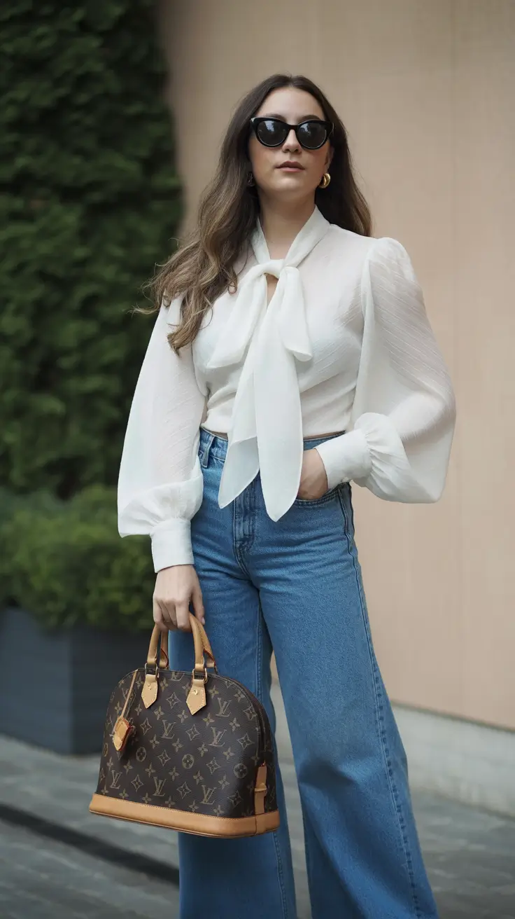 Old money - Soft Drama in a Bow Blouse and Heritage Denim