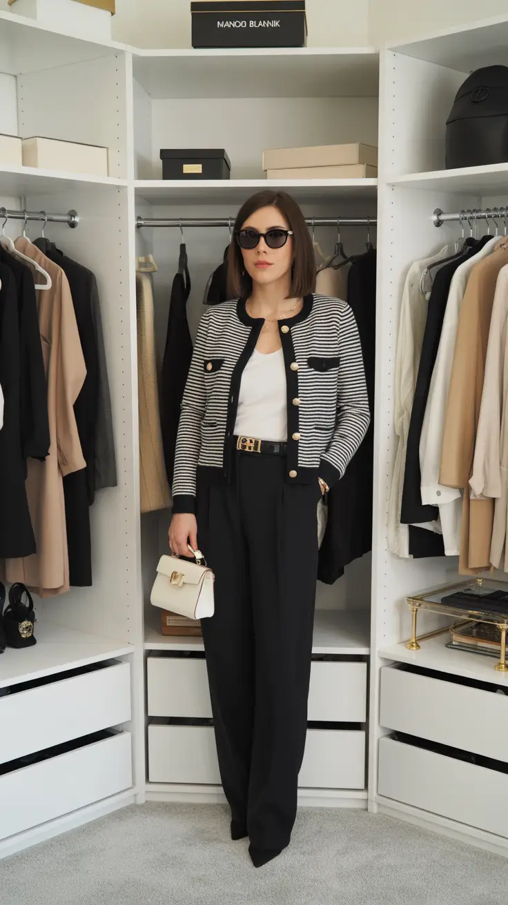 Old money - Striped Tweed and Tailored Black for Iconic Minimal Chic