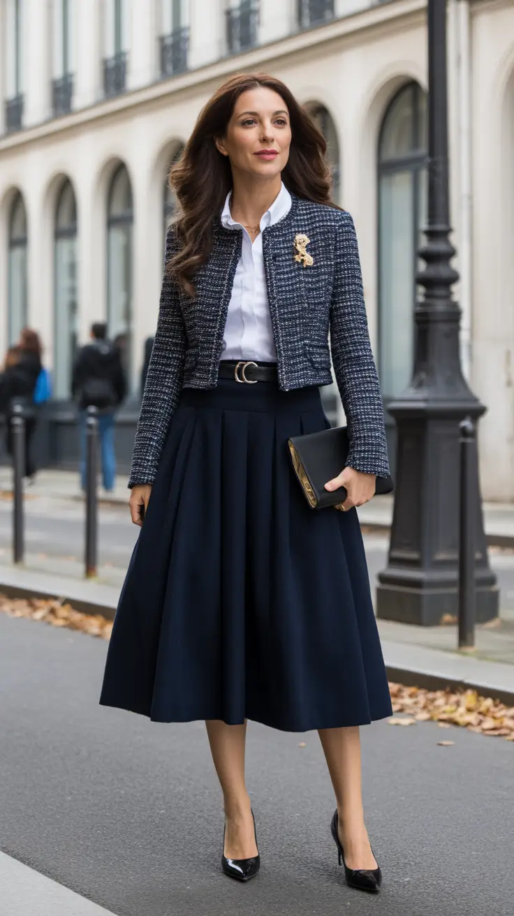 Old money - Parisian Navy Tweed and the Art of Sculpted Femininity