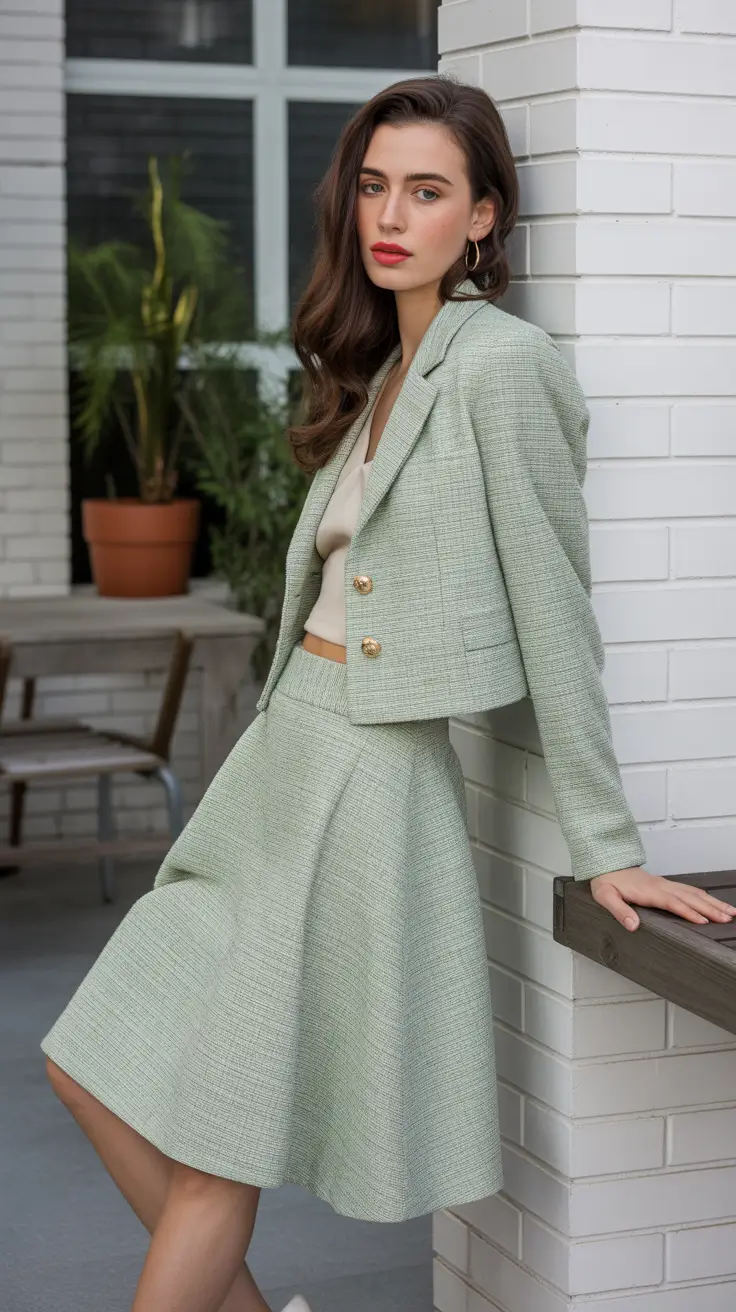 Old money - Pastel Mint Tweed and the Softness of Spring Minimalism