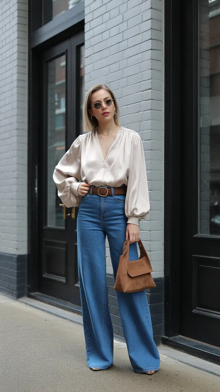 dreamy spring birthday outfit 2026 Relaxed Denim Paired With Luxe Textures