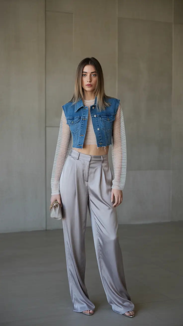 Fabulous Springwear Denim-Vest-Over-Soft-Sheer-Layers 2026