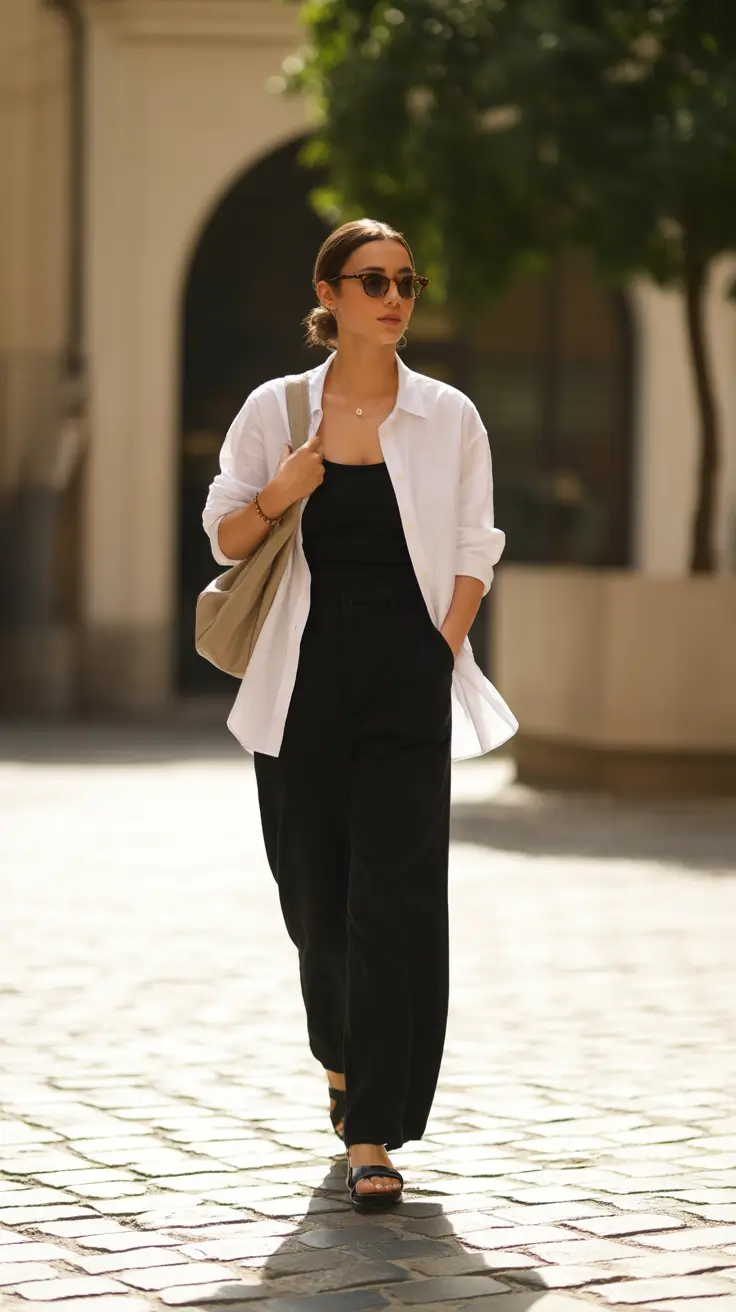 casual-spring-mom-outfits-2026-Monochrome-Black-With-a-Crisp-White-Layer-for-Effortless-Chic