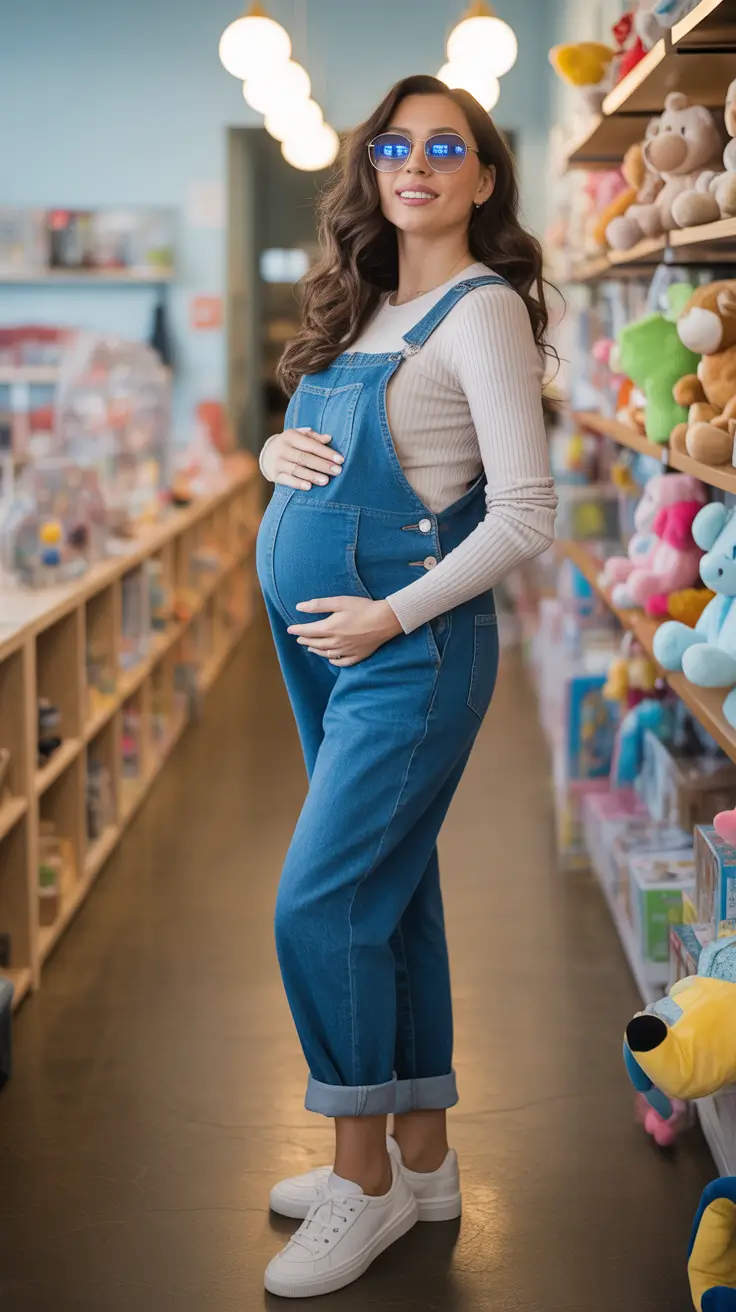 Maternity Classic Denim Overalls With a Modern Twist