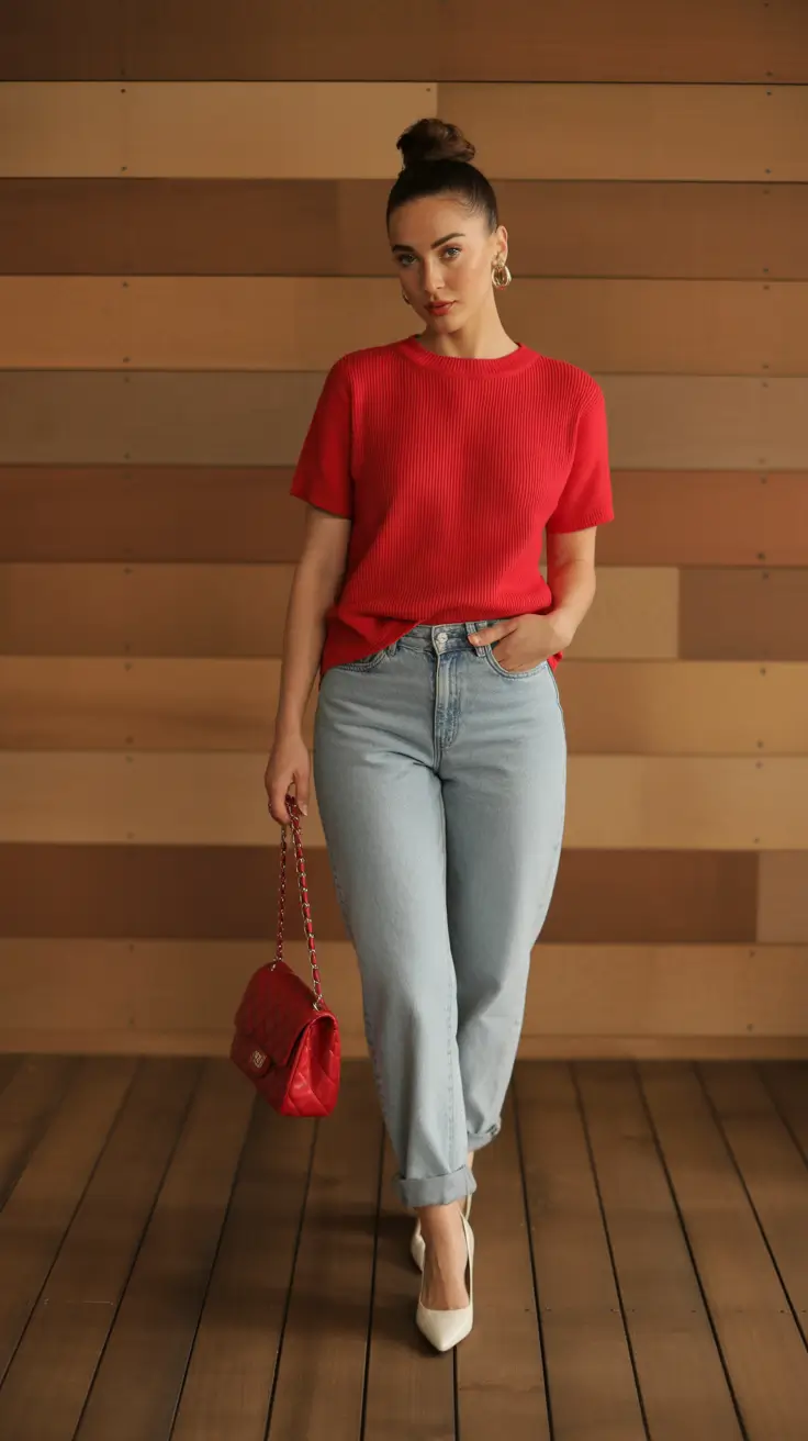 Topic Red Knit Energy With Elevated Denim